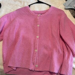 Pink Aerie Ribbed Button-Front Women's Sweater
